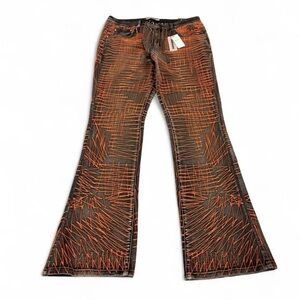 NWT Original fables flare jeans all over stitch Y2K style